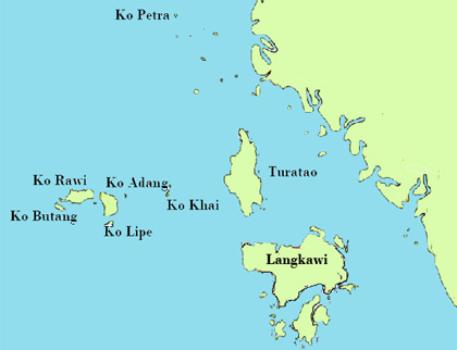map Turatao Archipelago and Ko Lipe Thailand